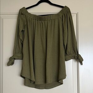 Abercrombie & Fitch Olive Green Off-Shoulder Top